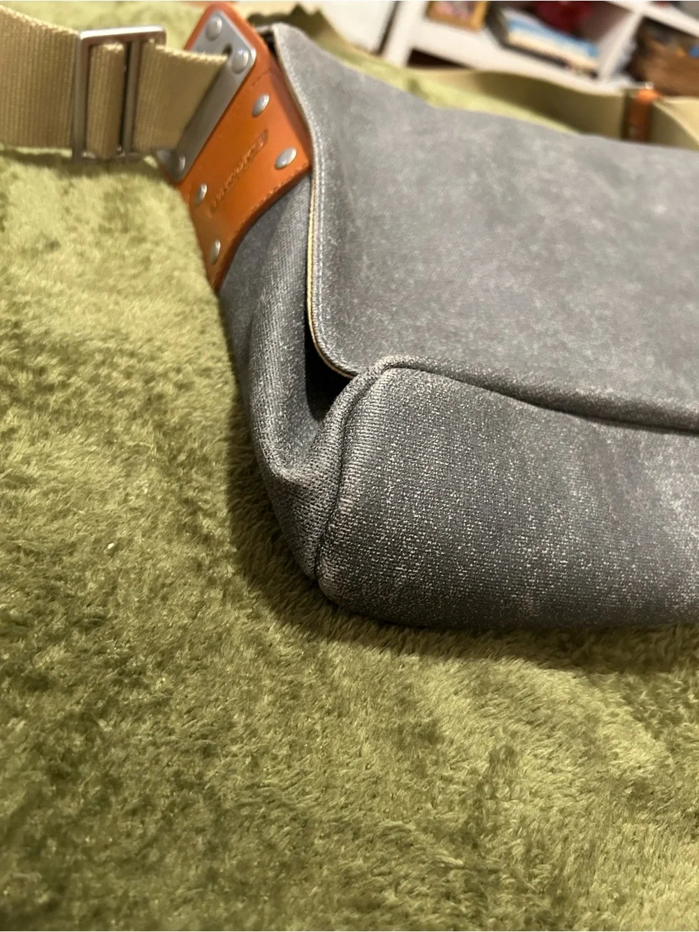 Brooks England Paddington Shoulder Messenger Bag- Gray Waxed Canvas Leather